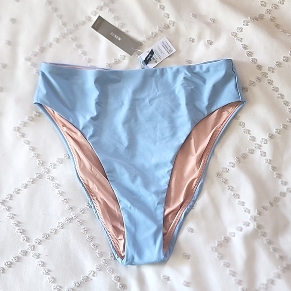 NWT J. CREW High Rise high cut 80's cut cheeky bikini bottoms in sky blue - Picture 3 of 4